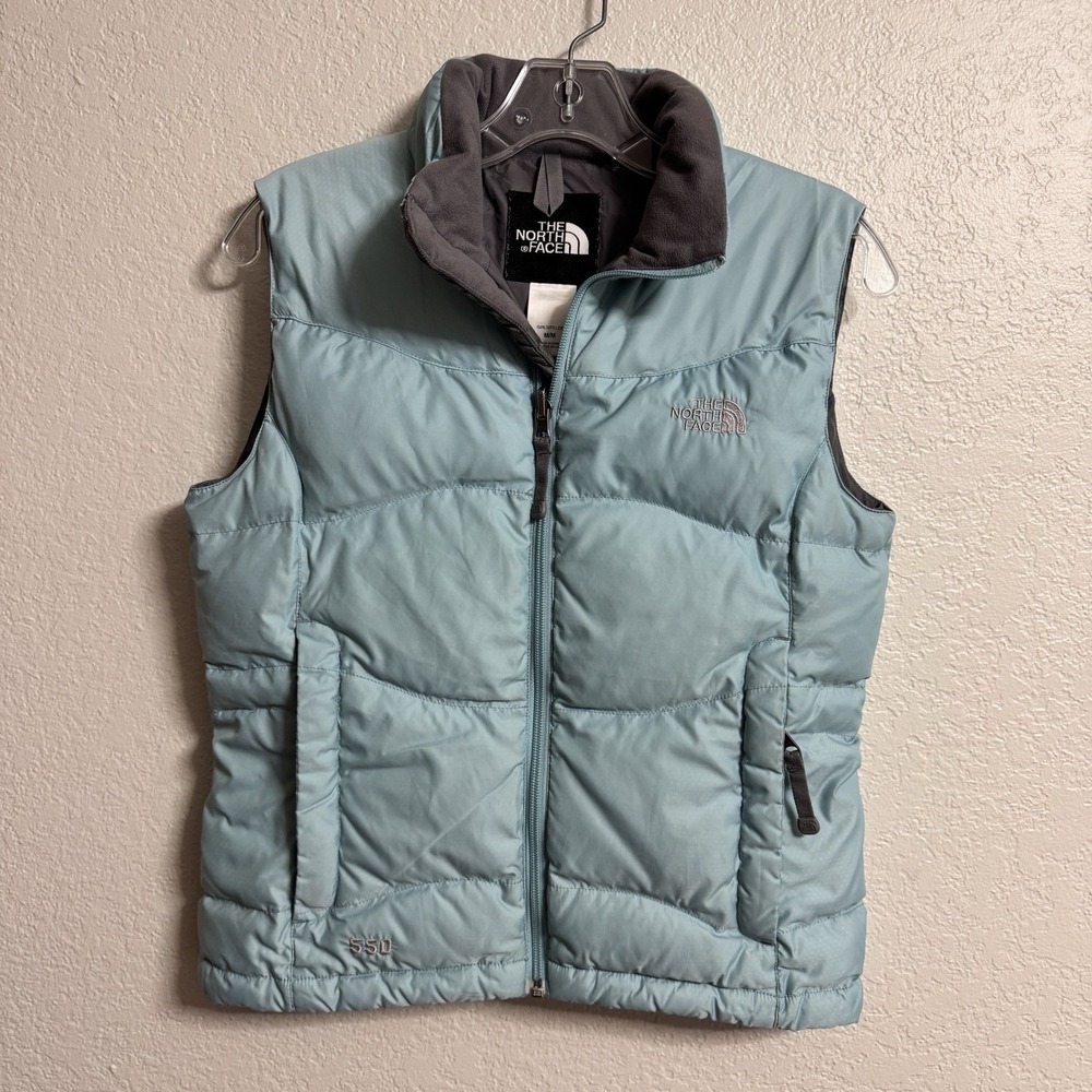 The North Face Vest Girls Medium Blue 550 Down Youth Jacket Puffer